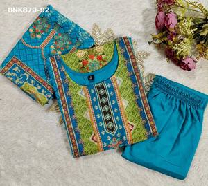 Conjunto de Kurti-Pantalón y Dupatta de Seda Rusa de Excelente Calidad, Nueva Variedad, con Estampado, del Mejor Tejido, Fabricante de la India - Product Image 5