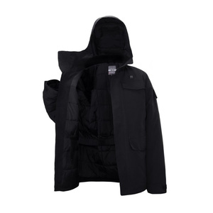Men's Heated Hooded Puffer <b>Jacket</b> Winter Sporty <b>Thick</b> Polyester Nylon Zipper Closure Solid Color <b>Fleece</b> Lining Regular - Product Image 5