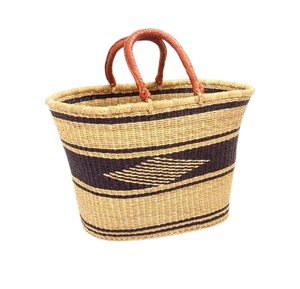 Geometric Pattern Seagrass <b>Handbags</b> Red Leather Handle Woven Straw Tote Bag Fashion Women <b>Summer</b> Beach Purse OEM ODM - Product Image 2