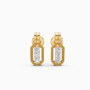 Boucles d'oreilles verticales serties de diamants avec 0,13 carat de diamants de laboratoire en or jaune 9K, or blanc, or rose - Product Image 3