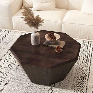31.5 \ "tavolino ottagonale in legno di noce nero per soggiorno camera da letto - Product Image 1