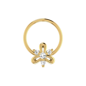 เครื่องประดับเจาะจมูกทองคำ 14K ดีไซน์กลีบดอกไม้บานสะพรั่ง ประดับเพชรธรรมชาติ 0.039 กะรัต ยี่ห้อ Ajretail - Product Image 1