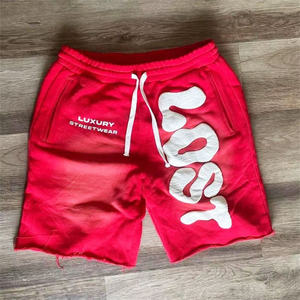 Shorts en coton personnalisés pour hommes avec imprimé graphique, style vintage délavé, streetwear, athlétique, avec cordon de serrage, vente en gros OEM - Product Image 1
