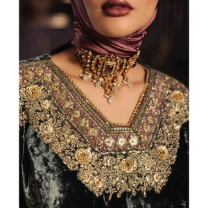 Premium Heavy Velvet Long <b>Kaftan</b> with Hand-Embroidered Zari Work | Modest Evening Dresses | Customizable Women's Ethnic Wear - Product Image 5