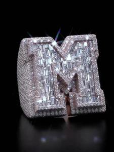 Anillo de Moda Hip Hop con Diamantes Redondos VVS, Certificado GRA, Plata 925, Hecho a Mano, Anillo Baguette, Joyas HUMERA - Product Image 3