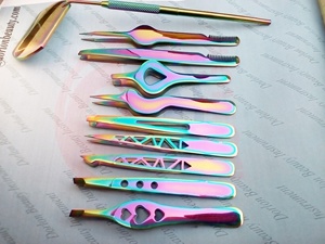 Pince à épiler sourcils personnalisée avec revêtement coloré, logo sur mesure, en acier inoxydable, pour poils incarnés, avec ciseaux à ressort - Product Image 2