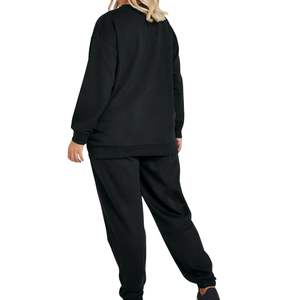 Conjunto de Dos Piezas para Mujer, Sudadera Holgada de Algodón y Pantalones Anchos, Chándal Informal, Proveedor OEM al por Mayor - Product Image 4