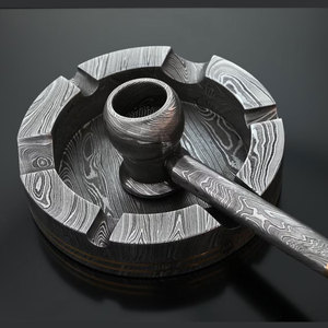 Cendrier en acier Damas durable, cendrier en métal de qualité supérieure pour cigarettes et cigares, accessoire décoratif pour la maison et la table - Product Image 3