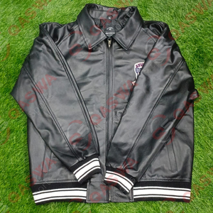 Chaqueta Bomber de Cuero Clásica Unisex Estilo Avirex, Personalizada OEM, de Alta Calidad, Negra, de Lona, para Invierno, Transpirable, con Revestimiento Frontal - Product Image 1