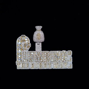 Customized Personal Rapper 3D Jewelry 925 <b>Silver</b> Two Tone <b>Pendant</b> Fully Iced Out Moissanite Letter <b>Initial</b> Hip Hop <b>Pendant</b> Men's - Product Image 5