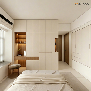 Système d'armoires murales Melinco sur mesure, même couleur, solution tout-en-un pour chambre principale, dressing, armoire de rangement - Product Image 1
