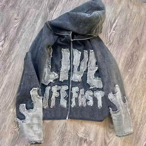 Sudaderas con cremallera desgastadas de primera calidad Sudaderas con capucha de alta calidad al por mayor gran cantidad producto barato sudaderas con capucha bordadas desgastadas - Product Image 1