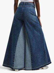 Jeans de Mujer de Pierna Ancha Acampanados Bicolor con Lavado Medio, Novedad 2026, Logotipo Personalizado, Transpirables, con OEM - Product Image 2