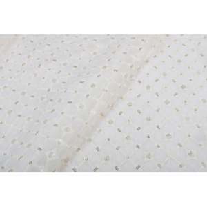 Tissu à paillettes - Georgette blanche teintable avec broderie et travail au fil dorés, largeur 44 pouces - Product Image 1