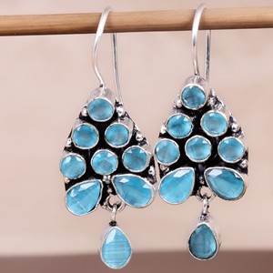 Pendientes de Plata Oxidada con Piedra Azul |   Pendientes Largos Étnicos Tribales Bohemios |   Joyería Artesanal de Estilo Vintage, Regalo para Mujer - Product Image 5