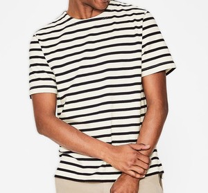 Men <b>Black</b> <b>and</b> <b>White</b> <b>Stripe</b> T-<b>shirt</b> Shortsleeve Horizontal Navy <b>Stripe</b> Tshirt - Product Image 3