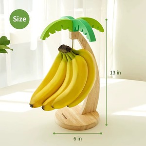 VETNOR Support à bananes en bois en forme de palmier, panier de rangement suspendu pour fruits, écologique, design mignon - Product Image 2
