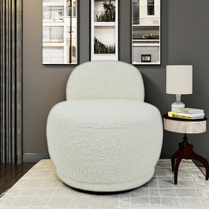 Silla giratoria decorativa para oficina en casa y dormitorio, tapizado con mechones, brazo redondo, sala de estar, sofá para el hogar con función giratoria - Product Image 4