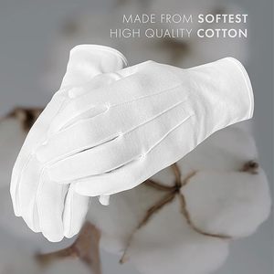 Gants de parade en coton blanc, gants d'inspection formels pour hommes et femmes, gants d'uniforme pour fanfare et garde d'honneur avec bouton-pression - Product Image 3