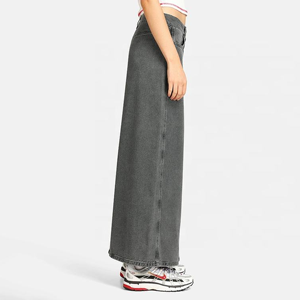 Jupe longue unie pour femme, taille haute, coupe trapèze, respirante, décontractée et tendance - Product Image 5