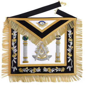 Grand Lodge Mason ผ้ากันเปื้อนหรูหราหนังแกะทองแท่งขอบตัดกำมะหยี่งานฝีมือเครื่องราชกกุธภัณฑ์ - Product Image 2