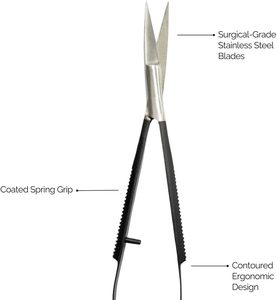 Tijeras ergonómicas de precisión para cejas de acero inoxidable con agarre de resorte para herramientas de cuidado personal, venta al por mayor - Product Image 2