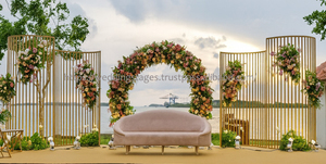 Majestic Arabian Style Laser-Cut Panel Stage Decor Gold Geometric Arch Panels Moroccan Style Gold Metal Wedding Stage Panels UK - Product Image 2