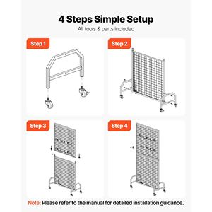 2 Pacchi di Pannelli a Griglia in Filo Metallico Nero 2,9 x 5,9 piedi, Espositore Mobile per Arte con 10 Ganci, Scaffale Espositivo Facile da Spostare - Product Image 5