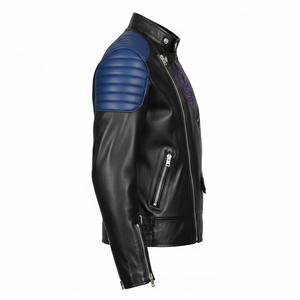 Blouson de motard en cuir noir pour homme, coupe-vent gothique à capuche avec broderie flamme violette, manteau de moto personnalisé, veste streetwear d'hiver - Product Image 3