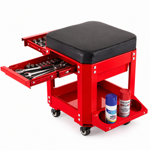 Durable Garage <b>Rolling</b> Seat 280lb Load with Drawers <b>Tool</b> Storage Heavy Duty Creeper Seat with Padded Seat, Wheels GAPGAR027 - Product Image 1