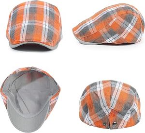 Gorra unisex de algodón a cuadros de 5 paneles, estilo casual para primavera/verano, para adultos, con patrón a cuadros, talla adulta. - Product Image 6