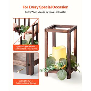 Ensemble de 36 lanternes de mariage en bois avec 12 porte-bougies, 12 bougies LED sans flamme et 12 eucalyptus - Product Image 3