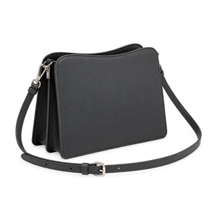 <b>Black</b> PU Leather Crossbody Shoulder <b>Bag</b> Water-Resistant Single <b>Strap</b> Zipper Closure Lightweight Women's Purse for Daily Travel - Product Image 1