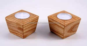 Ensemble de trois bougeoirs en métal et en bois de style INS de luxe faits à la main pour la décoration de Noël, de mariage et d'intérieur - Product Image 5