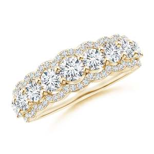 Bague de fiançailles et de mariage tendance en or jaune 14 carats, ornementée de diamants de laboratoire taille marquise de 2,50 carats, clarté VS1, couleur F, certifiée IGI, style pavé - Product Image 1