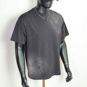 เสื้อยืดโอเวอร์ไซส์ทรงบ็อกซี่ ตัดสั้น แต่งลายกราฟิกวินเทจ ผ้าคอตตอน 100% ซักย้อมสีแบบแอซิดวอช ประดับคริสตัล สำหรับผู้ชาย ผลิตโดยผู้ผลิตเสื้อยืด - Product Image 4