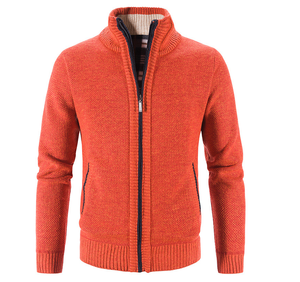 เสื้อคาร์ดิแกนผู้ชายแบบหนา อุ่นสบาย เสื้อสเวตเตอร์แจ็คเก็ตสำหรับฤดูใบไม้ร่วงและฤดูหนาว คอตั้ง ผสมแคชเมียร์ เสื้อโค้ทฤดูหนาวมาตรฐานสำหรับผู้ชาย - Product Image 6