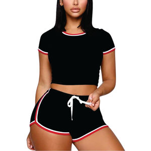 Conjunto Deportivo de 2 Piezas para Mujer, Camiseta de Yoga con Shorts, Spandex Elástico, Bra Deportivo con Push-Up y Shorts - Product Image 1