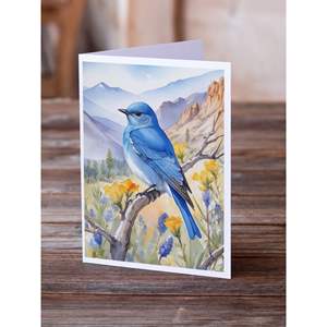 Nevada Mountain Bluebird Whimsical A7 Tarjetas de felicitación Paquete de 8 tarjetas de notas en blanco con sobres Tamaño 5x7 - Product Image 2