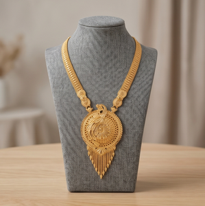 Divyoro - Juego de Collar y Pendientes Clásicos de Oro con Diseño de Pavo Real de Orissa, Joyería Étnica para Mujer, Diseño de Borlas, para Bodas y Fiestas - Product Image 2
