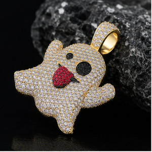 Pendentifs et breloques élégants en argent massif 925, fantaisie, fantômes amusants, sertis de diamants de laboratoire, pour fêtes d'Halloween, idées cadeaux - Product Image 3