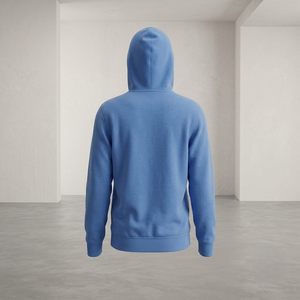 Sweat à capuche bleu uni personnalisé pour homme, en molleton épais, vierge, en coton et polyester - Product Image 2