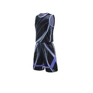 Ensemble d'uniformes de basketball pour hommes, imprimé par transfert thermique, anti-humidité, 100 % polyester, coupe classique, débardeur sans manches avec cordon de serrage - Product Image 1