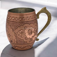 Taza de cobre de la mejor calidad, taza metálica tipo Mule con caja de regalo personalizada y diseño de barra de cobre de la India.