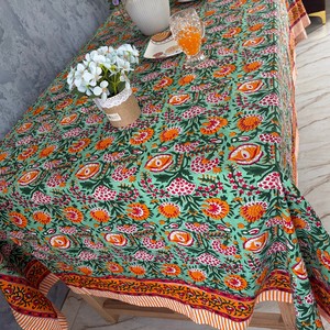 Elegant Indian Print Handmade Modern <b>Tablecloth</b> Floral Pattern Cotton Customized Size Durable Washable Home Use - Product Image 5