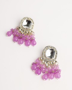 Pendientes de lujo con cuentas de lavanda pastel, hechos a mano, de aleación de zinc chapada en oro, joyería étnica para mujer, venta al por mayor - Product Image 3