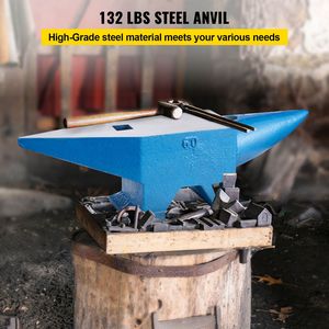 Incudine in Acciaio Fuso a Corno Singolo da 132 libbre, Strumento per Fucina da Fabbro con Foro Rotondo e Quadrato per Attrezzature, Incudine in Offerta - Product Image 2