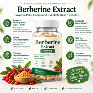 Cápsulas de Extracto de Berberina 500mg, Suplemento Natural a Base de Plantas para el Apoyo Metabólico, Bienestar Diario y Estilo de Vida Saludable - Product Image 3