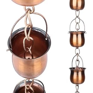 Cadena de Lluvia Metálica Artesanal para Exteriores, Decoración de Jardín, Patio y Paisaje, Adorno Moderno para el Hogar - Product Image 1