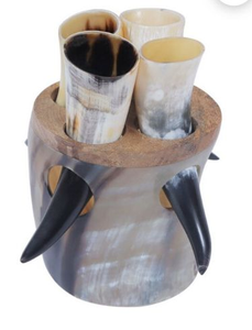 Juego de Vasos de Chupito de Cuerno de Búfalo Pulido Premium, Duradero, con Forma Natural, Soporte de Exhibición, Estilo Rústico Vikingo, para Negocios - Product Image 2